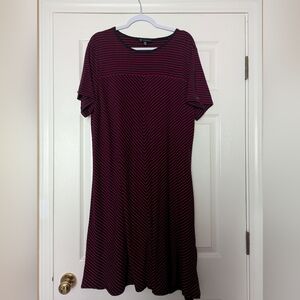 N Touch Striped Burgundy Dress